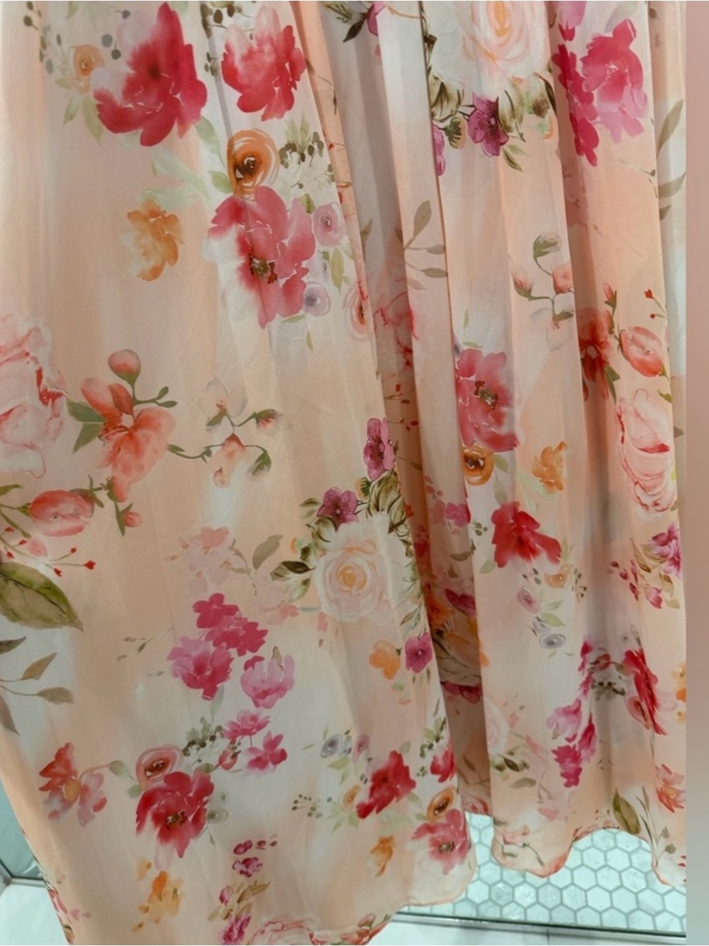 Azazie Chanel Pink Abstract Watercolor Floral Maxi Dress with Side Slit - Picture 10 of 12
